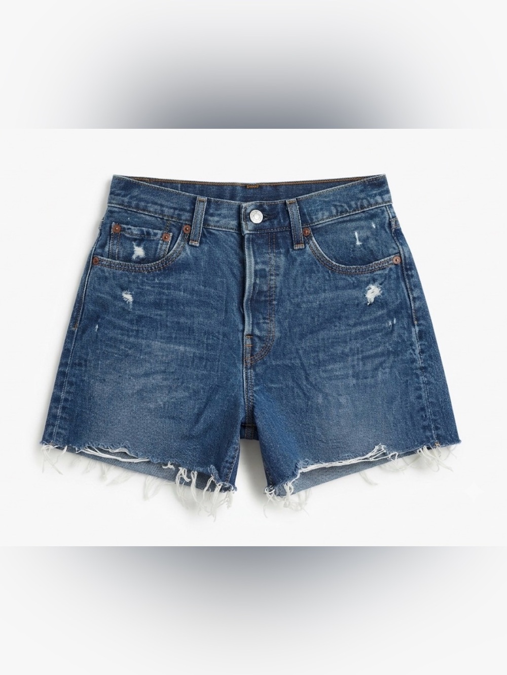 Levi's Distressed Frayed-Hem Denim Shorts - Blue